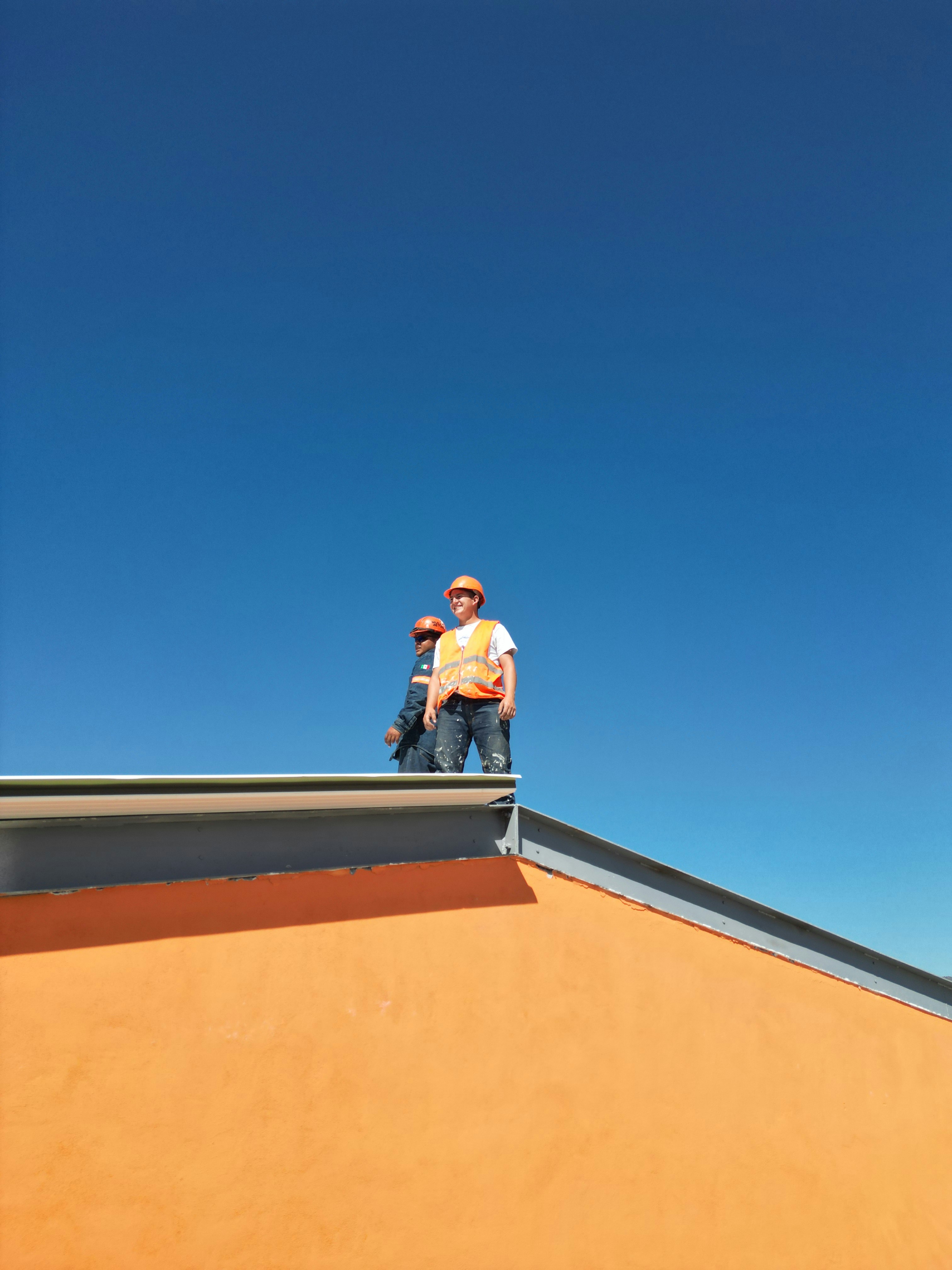 Construction crew on a commercial rooftop